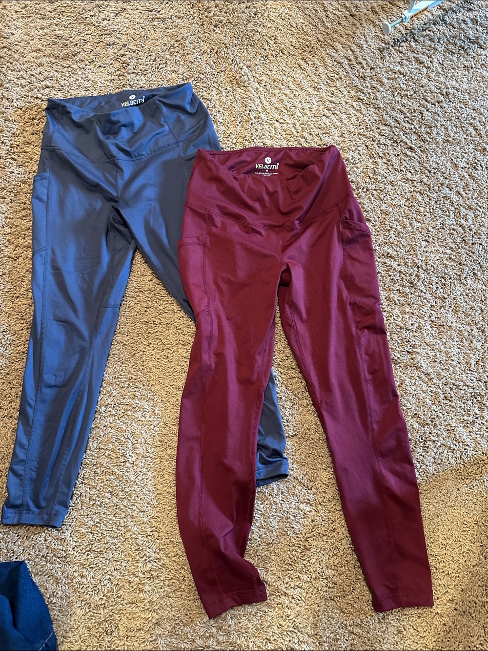 Velocity Leggings - Burgundy and Gray